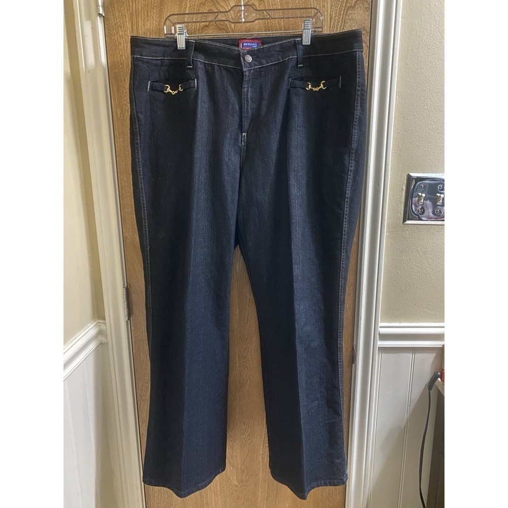 Vintage Westport Jeans Dark Wash Straight Leg Gold Hardware Size 20W Plus